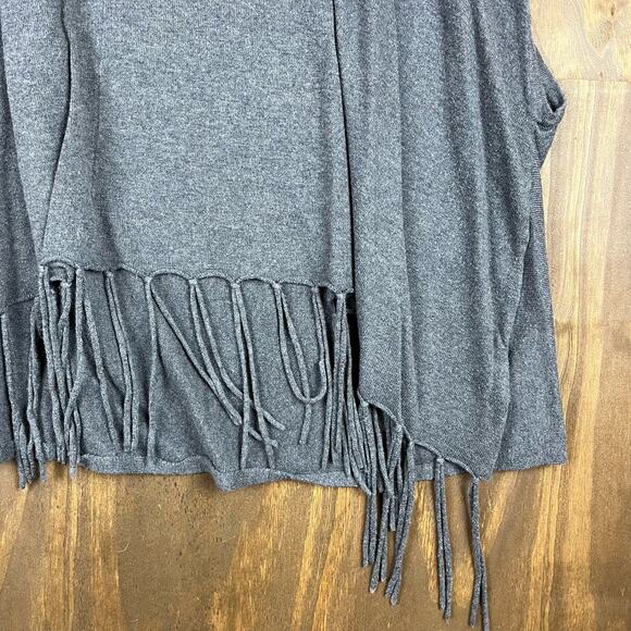 Michael Kors Womens Shawl Gray Shrug Poncho Fringe Knitted S/M - Picture 4 of 12